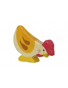 Poule picorant - animaux de la ferme - Figurine en bois...