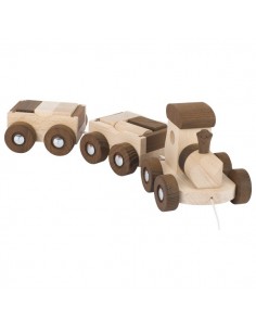 Train Amsterdam en bois naturel avec 10 cubes - GOKI... 2