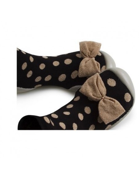 Chaussons Chaussettes adulte - Customisés Disco Gold avec noeuds - COLLEGIEN