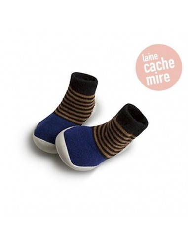 Chaussons chaussettes enfant - Purple cachemire et laine - COLLEGIEN