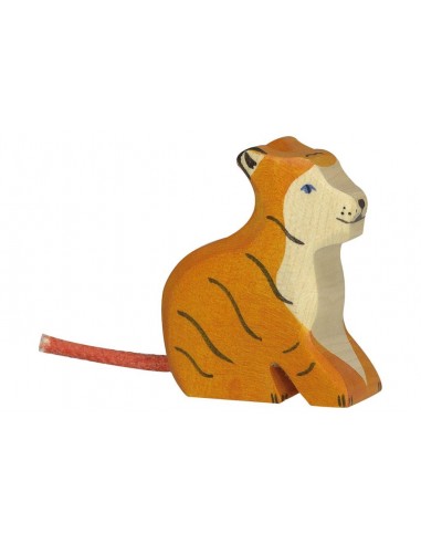 Tigre petit assis - animaux de la jungle - figurine en bois HOLZTIGER