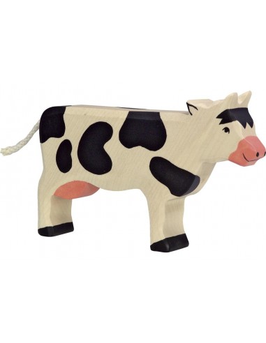 Vache noire debout - animaux de la ferme - figurine en bois HOLZTIGER