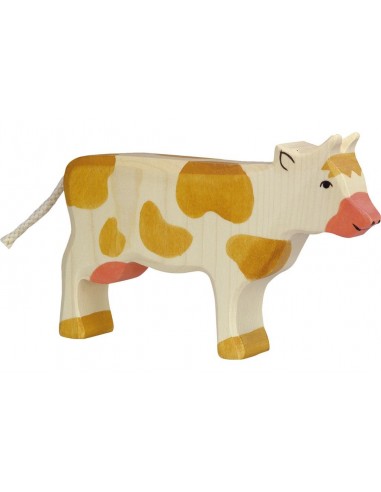 Vache marron debout - animaux de la ferme - figurine en bois HOLZTIGER