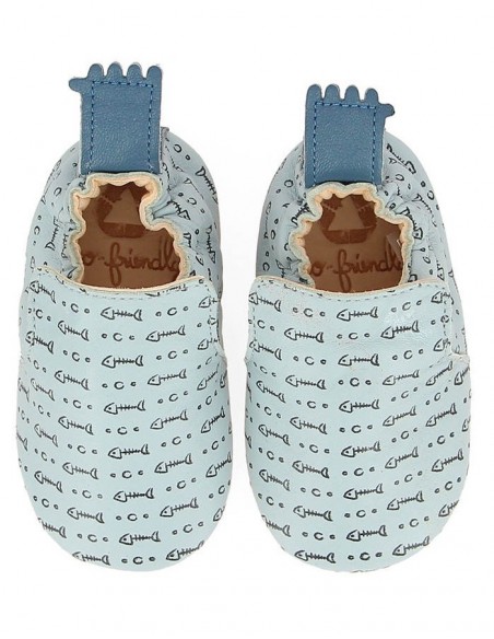 Chaussons cuir enfant Blublu Pesce cume noir avec semelle