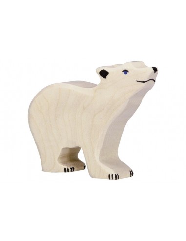 Ours polaire petit, tête haute - animaux de la mer - figurine en bois HOLZTIGER