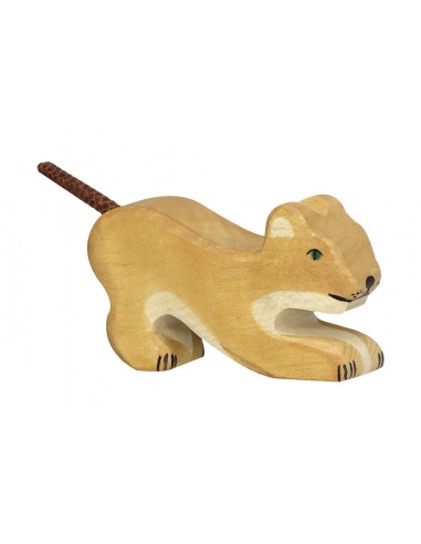 Lion petit jouant - animaux de la jungle - figurine en bois HOLZTIGER
