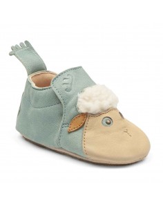 Chaussons Cuir Bebe Enfant Blublu Mouton Mou Mist Easy Peasy Ezpz