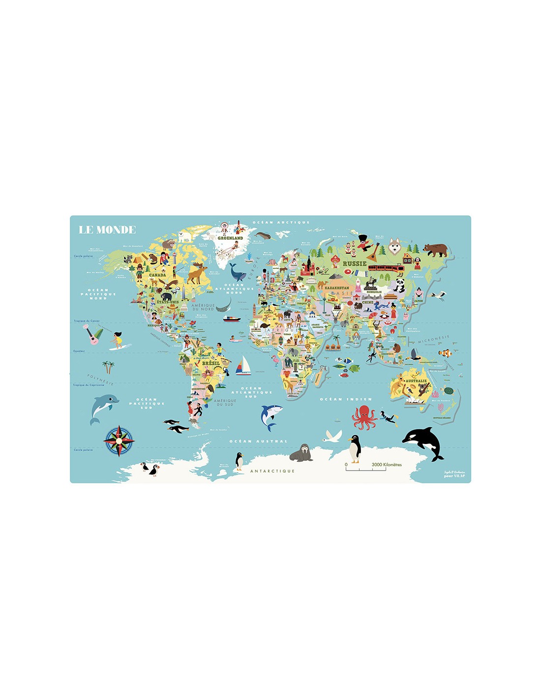 Carte du Monde Magnétique en bois Ingela P. Arrhenius Vilac