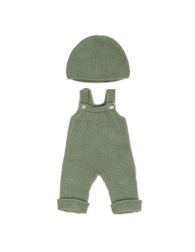 Salopette tricoté verte pour poupée de 38cm - MINILAND 3+