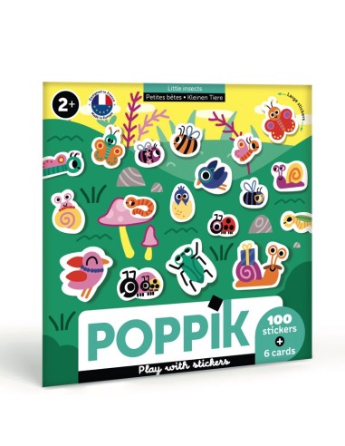 6 cartes + 100 stickers PETITES BÊTES - POPPIK 2+