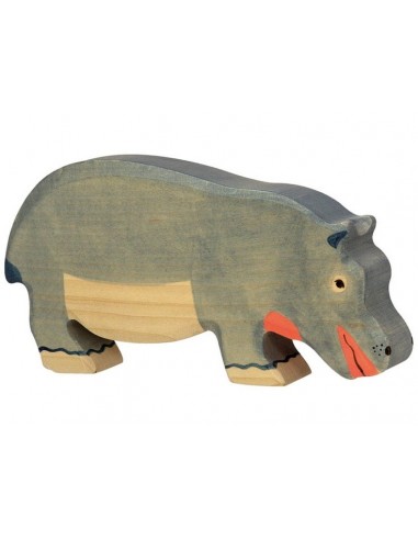 Hippopotame mangeant - animaux de la jungle - figurine en bois HOLZTIGER